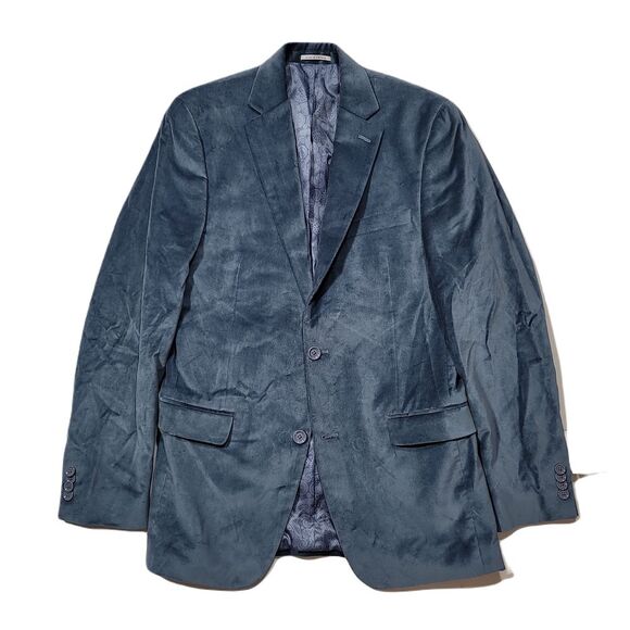 Alfani Slim-Fit Blue Solid Velvet Blazer Mens 38L‎ 38 Blue $295 - Picture 1 of 6